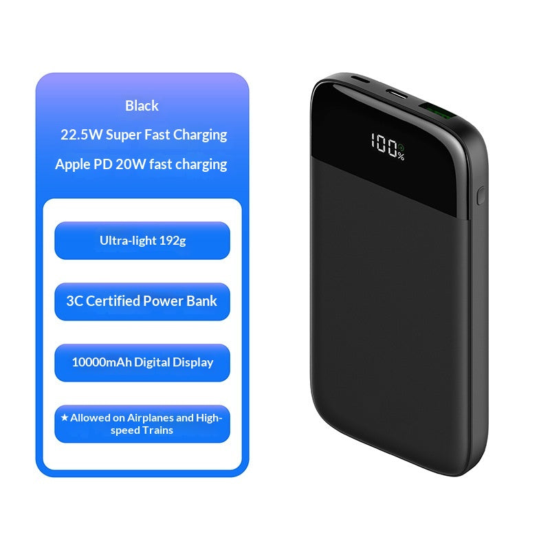 Ultra-thi Portable 10000 MAh Power Bank With Digital Display And Bidirectional Fast Charging