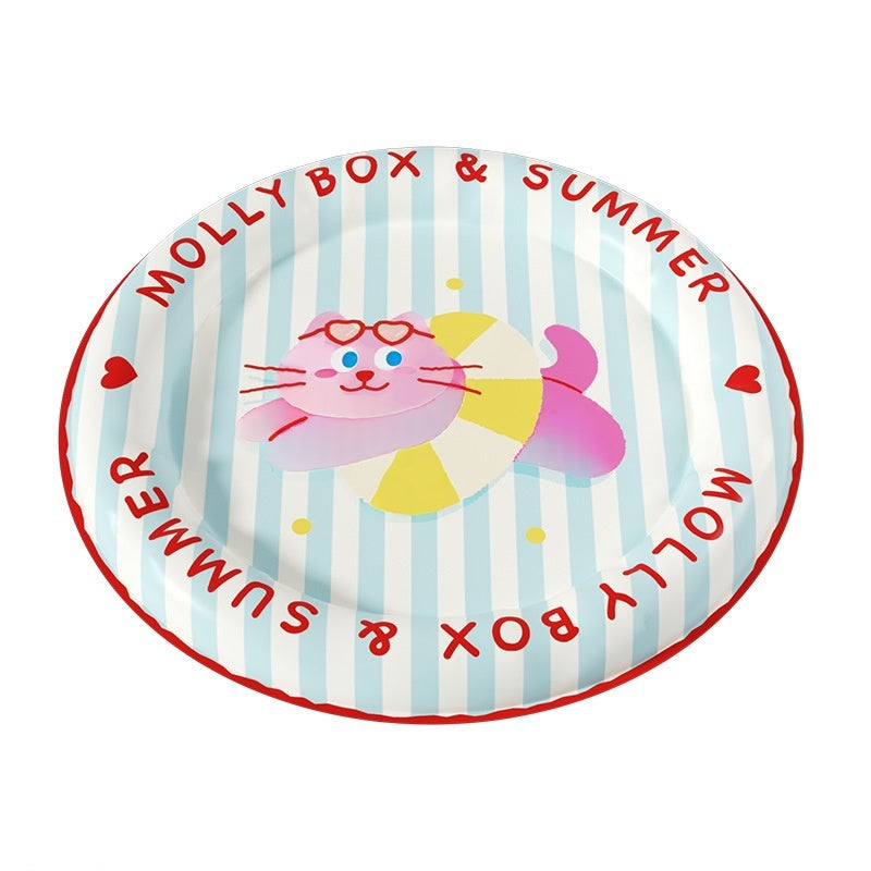 Summer Pet Cooling Round Mat Bed With Raised Edges for Neck Spine Support For Cats and Small Dogs