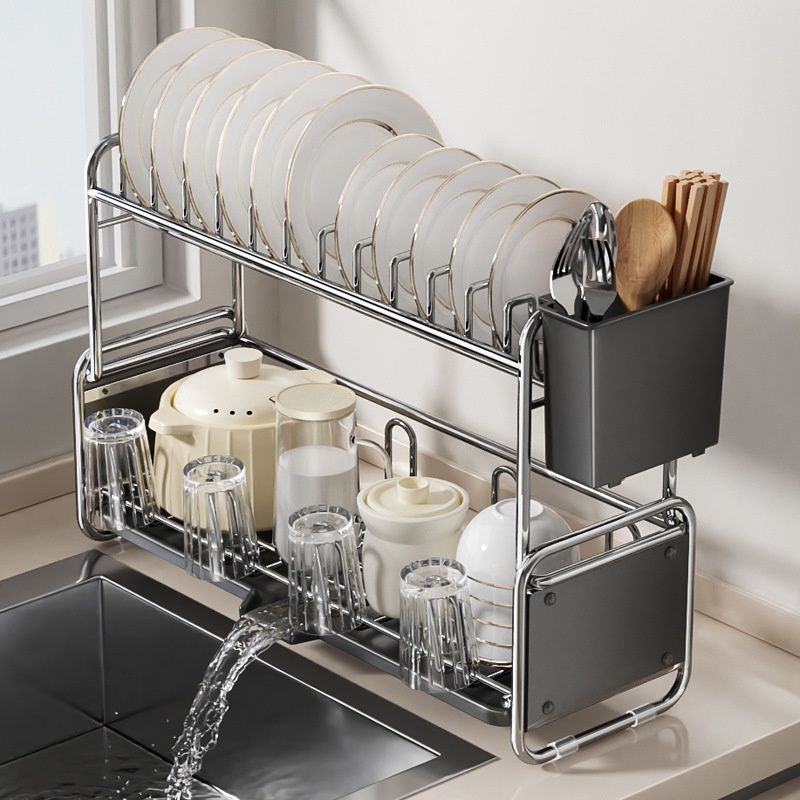 Kitchen Sink Side Countertop Bowl And Dish Storage Rack