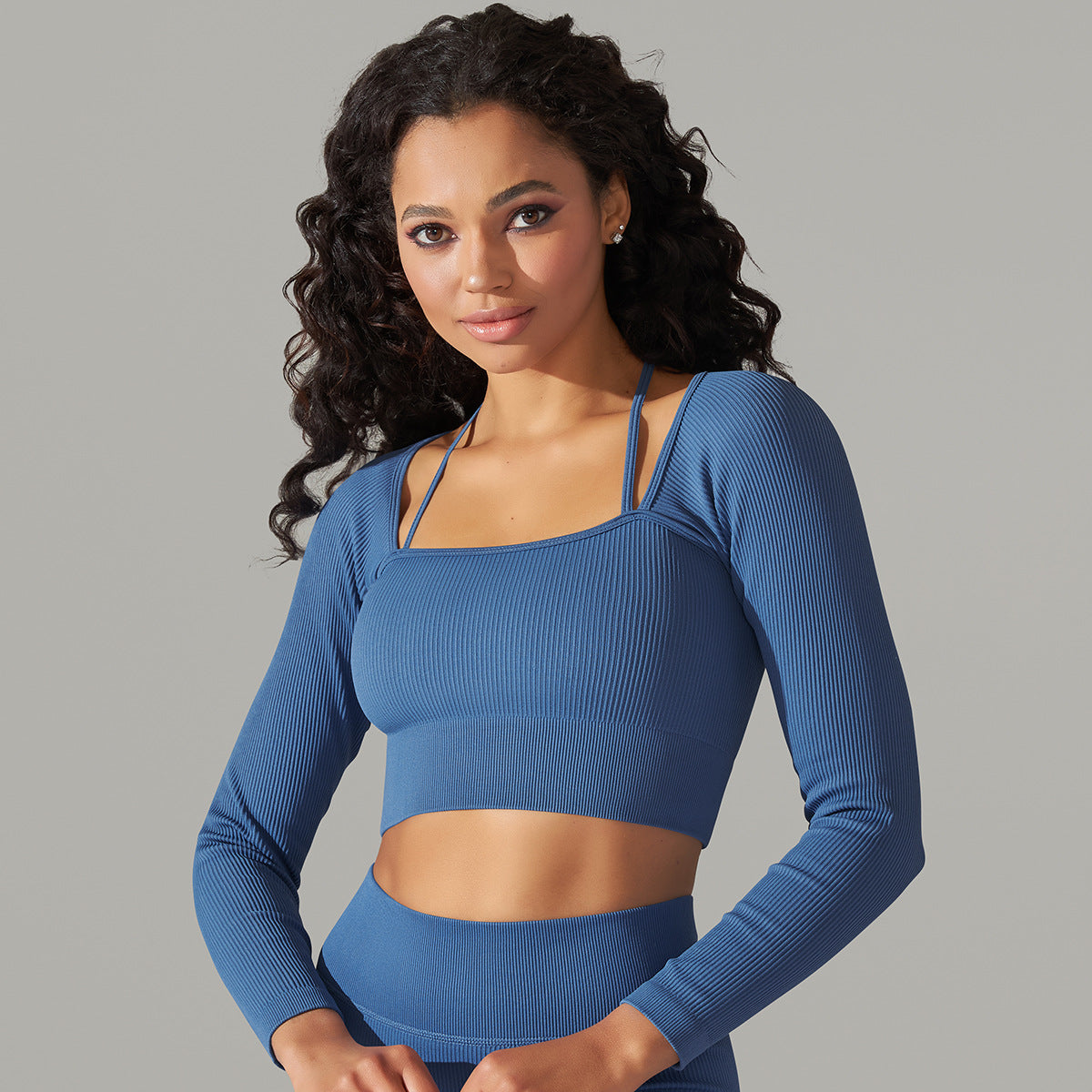 European And American Seamless Rib Solid Color Sexy Beauty Back Yoga Clothes Sports Running Fitness