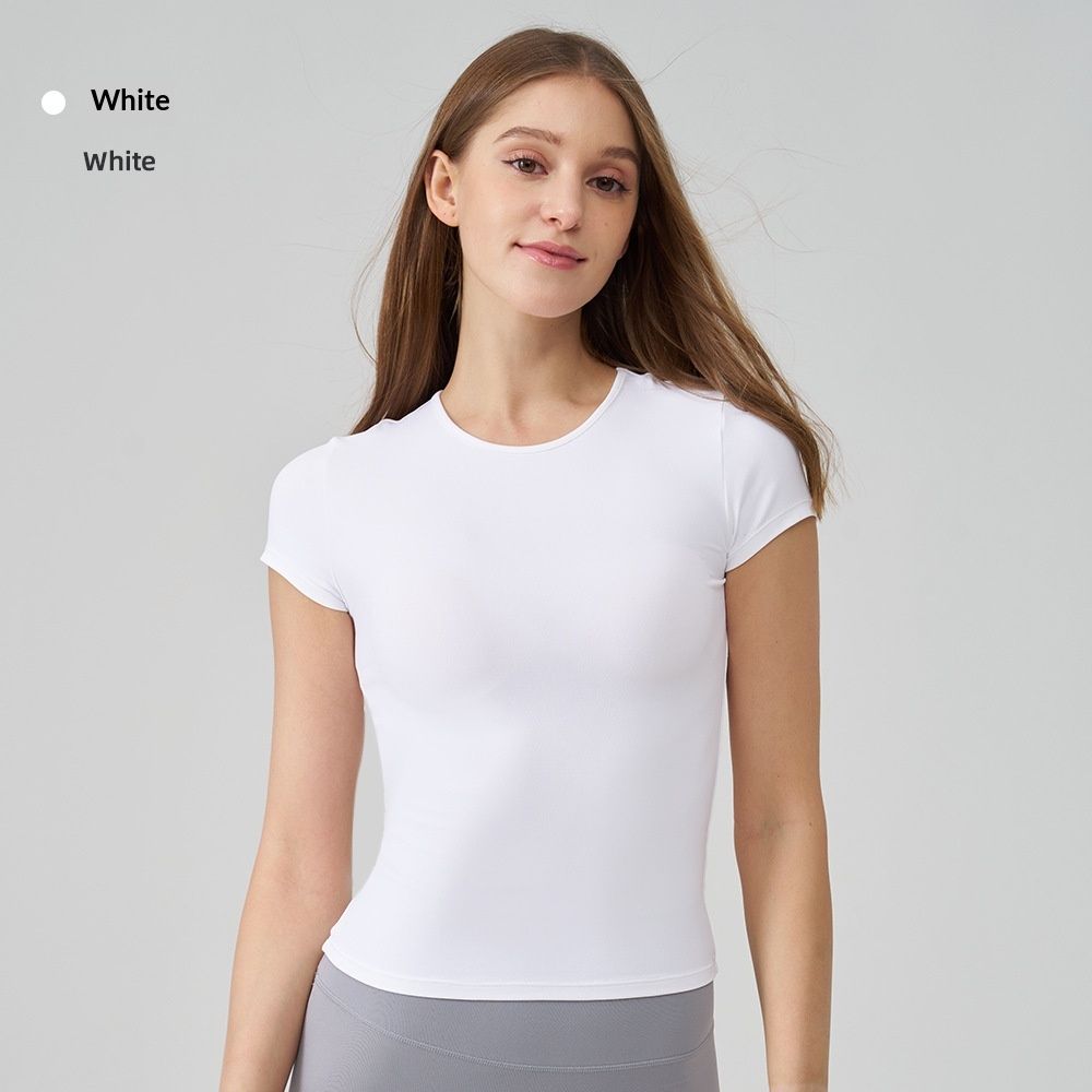Nude-feel Yoga Short-sleeve Running T-shirt Waist-cinching And Slimming Breathable And Comfortable