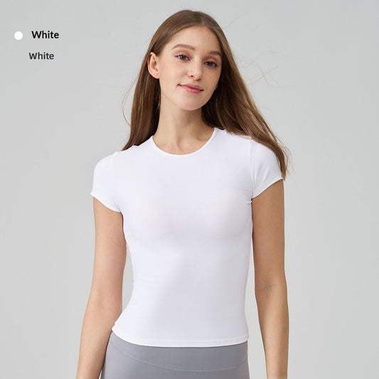 Nude-feel Yoga Short-sleeve Running T-shirt Waist-cinching And Slimming Breathable And Comfortable