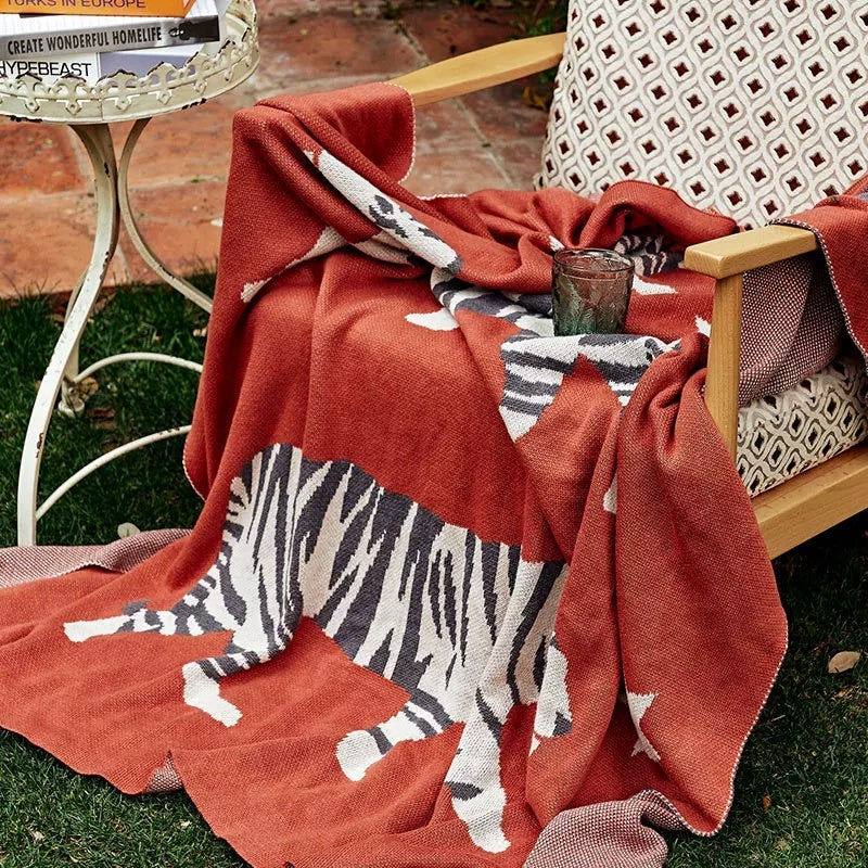 Office Sofa Tiger-Print Wool Casual Throw Blanket