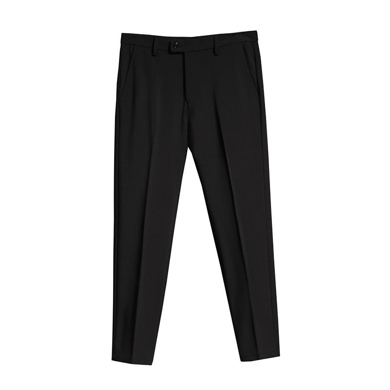Mens Casual Korean-Style Trendy Wrinkle-Resistant Straight-Tailored Pants