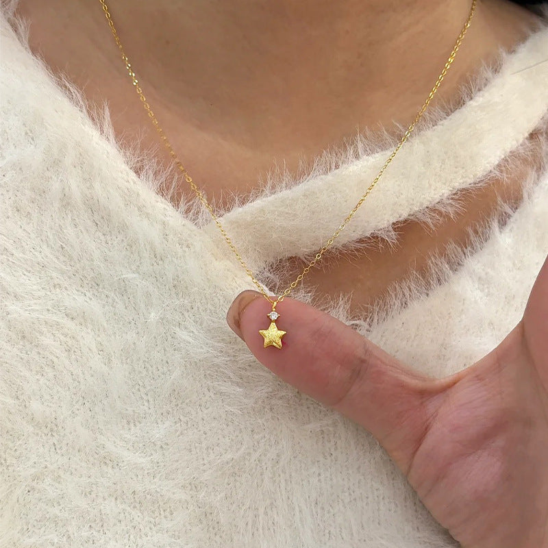 S925 Sterling Silver Korean Style Sparking Zirconium Brushed XINGX Necklace For Women