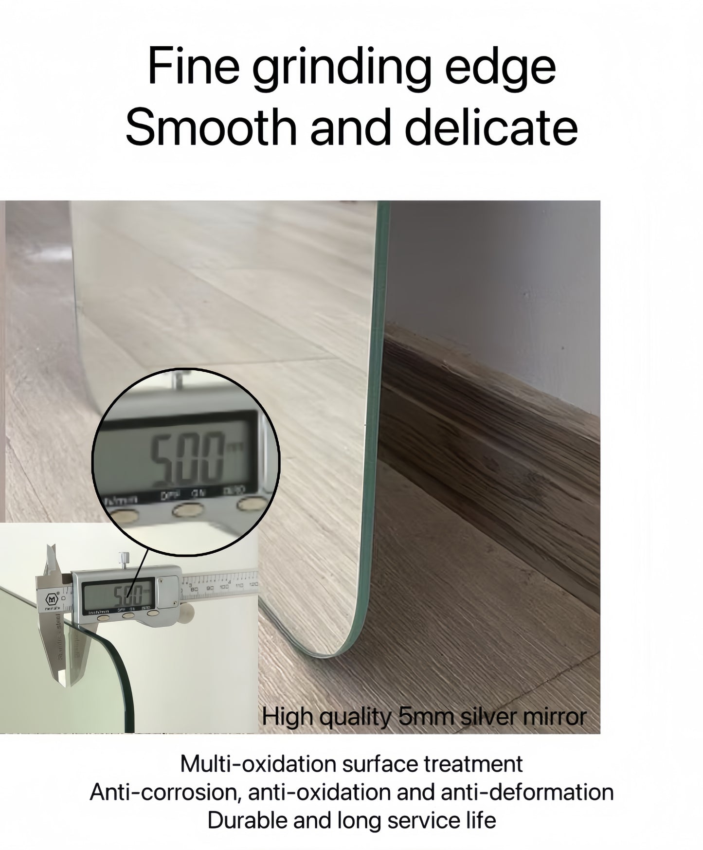 60x15inch Full Body Mirror For Living Room Bedroom Cloakroom Wall-mounted Round-angle Dressing Mirror  Aviation Grade Aluminum