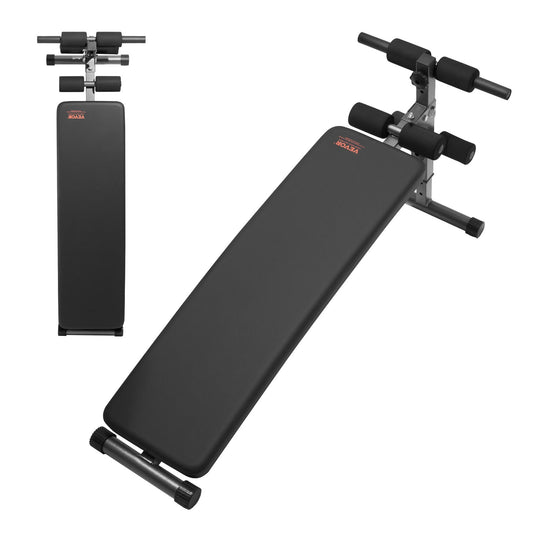 Sit Up Bench, Folding Curved Decline Ab Bench, With 5 Adjustable Height Settings, Heavy-Duty Steel, Non-Slip Design, 500 Lbs Capacity For Home Gym Workouts, Strength Training, Full Body Muscles