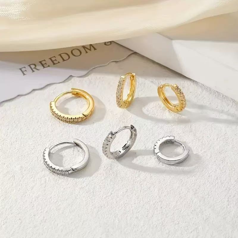 Korean-style Micro-paved Diamond Earrings Minimalist