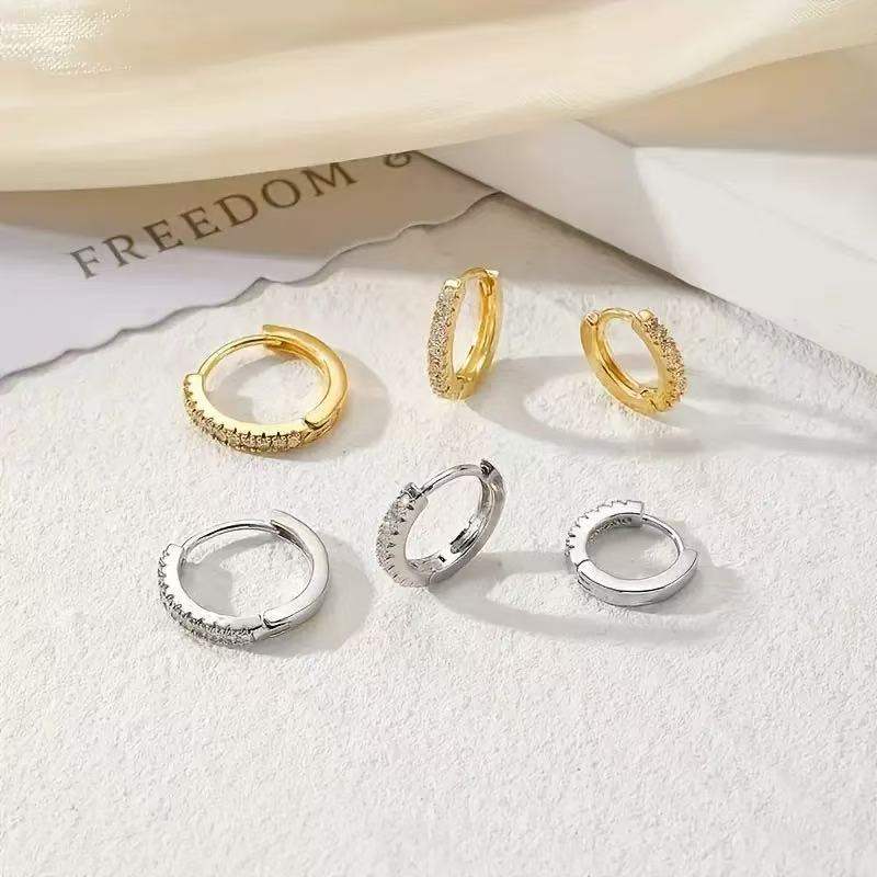 Korean-style Micro-paved Diamond Earrings Minimalist