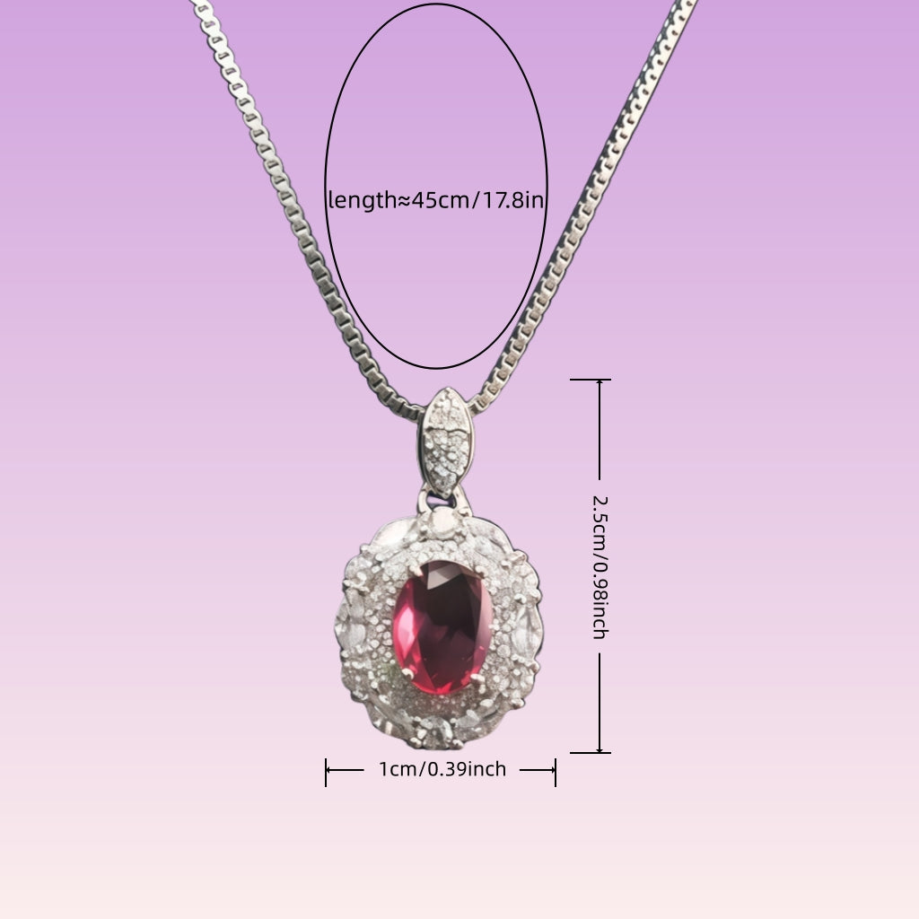 Oval Cut Hot  CZ Double Halo Pendant Necklace For Women, Copper Plated Silver White Cubic Zirconia Vintage Floral Halo Wedding Bridal Statement Jewelry Gift