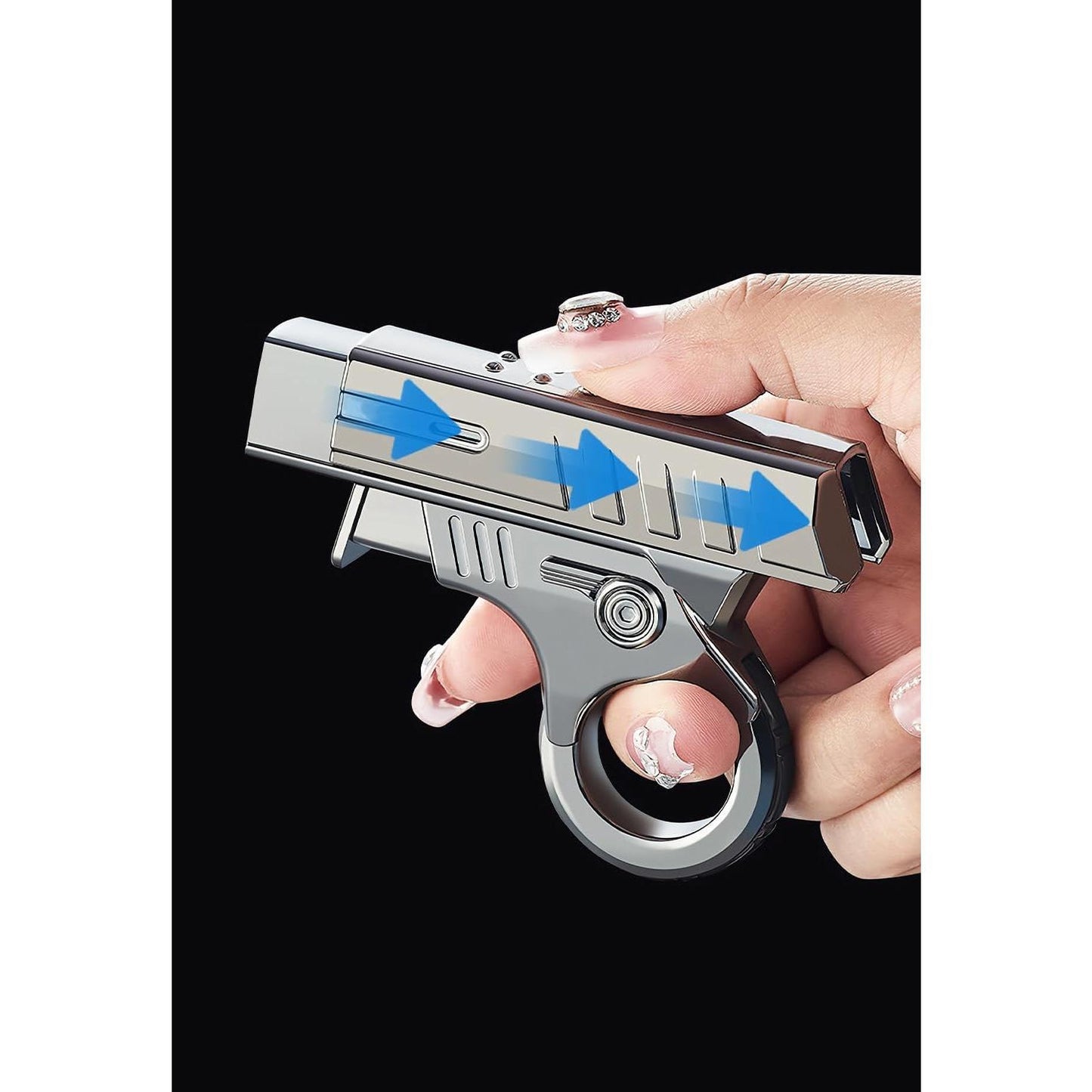 Refillable Windproof Fidget Butane Lighter -Butane Not Included - Adjustable Blue Flame, Metallic Pocket Lighter, Stress-Relief EDC Gadget, Kitchen Fire Starting Accessory