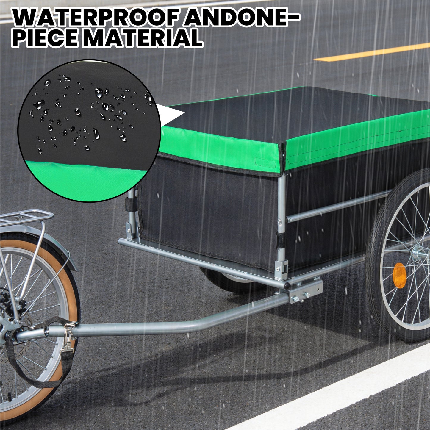 Foldable Bicycle Bike Cargo Trailer With 20 Wheels  Removable Cover  Folding Frame Quick Release  Bike Cart Bike Wagon Trailer For Luggage  Tools  Groceries. Black Green
