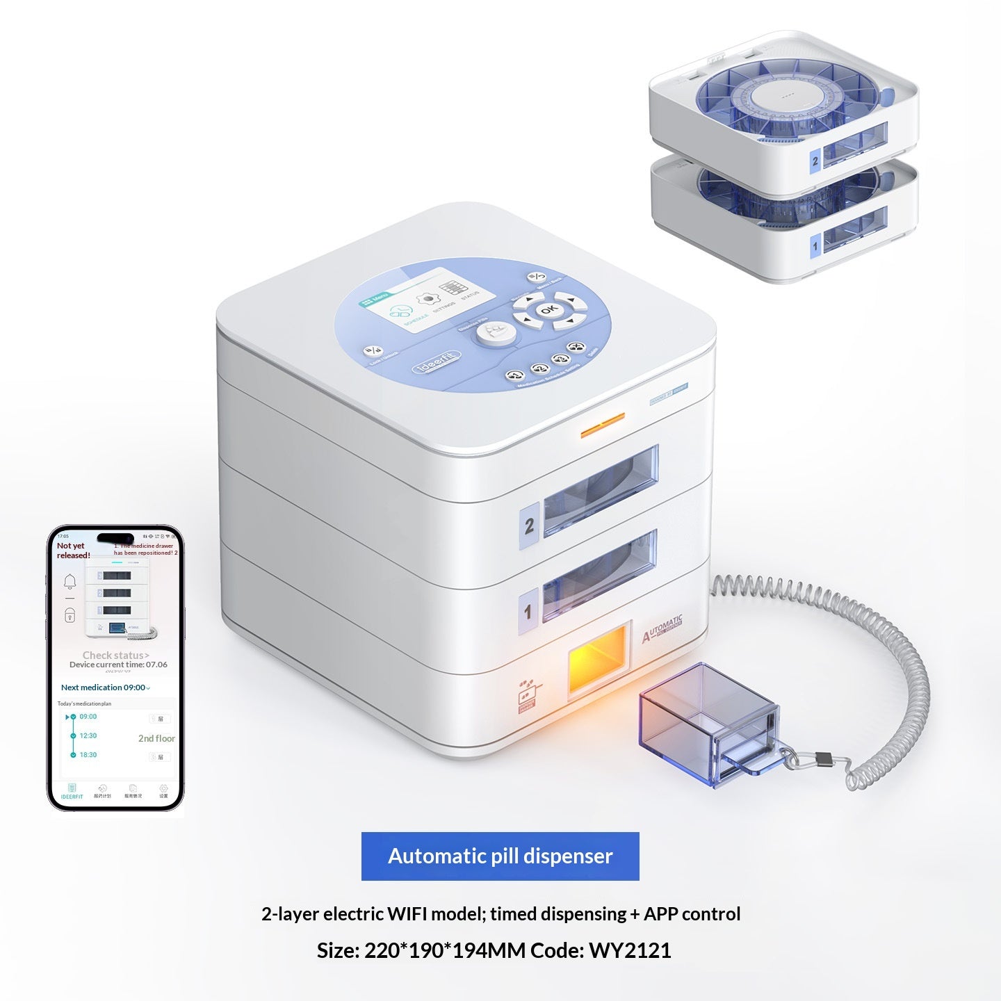 Ideerfit Smart Pill Dispenser With Timed Medication Reminders
