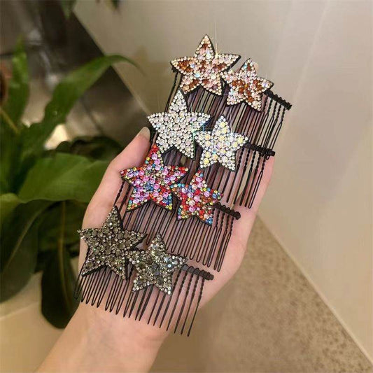 Female Rhinestone Five-pointed Star Back Head Organize Fantastic Hair Accessories