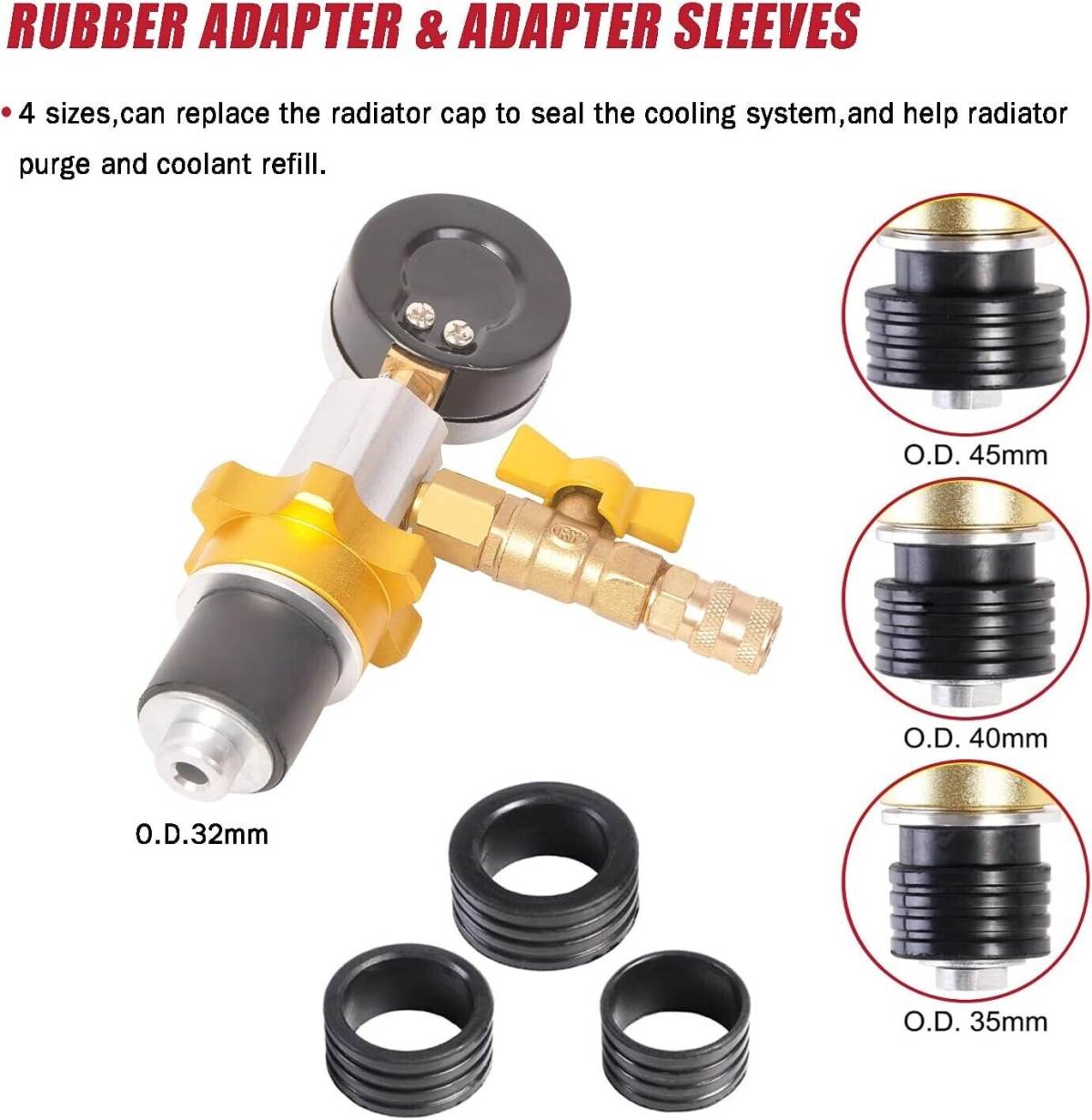 Radiator Cooling System Vacuum Purge Gauge Tool Coolant Refilling Kit