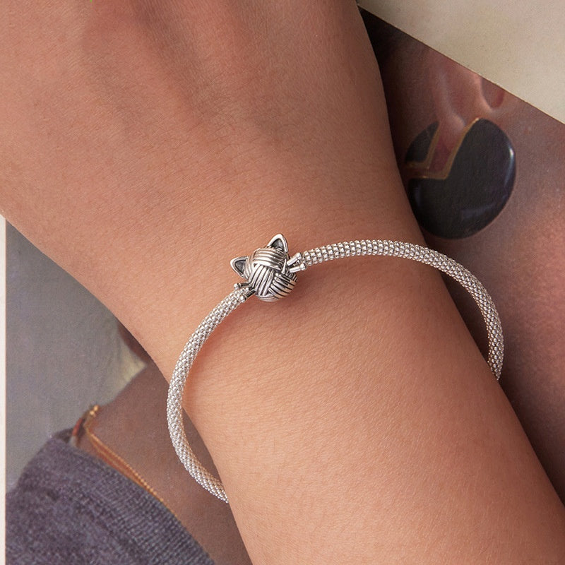 S925 Sterling Silver Cat Wool Beaded Diy Accessories