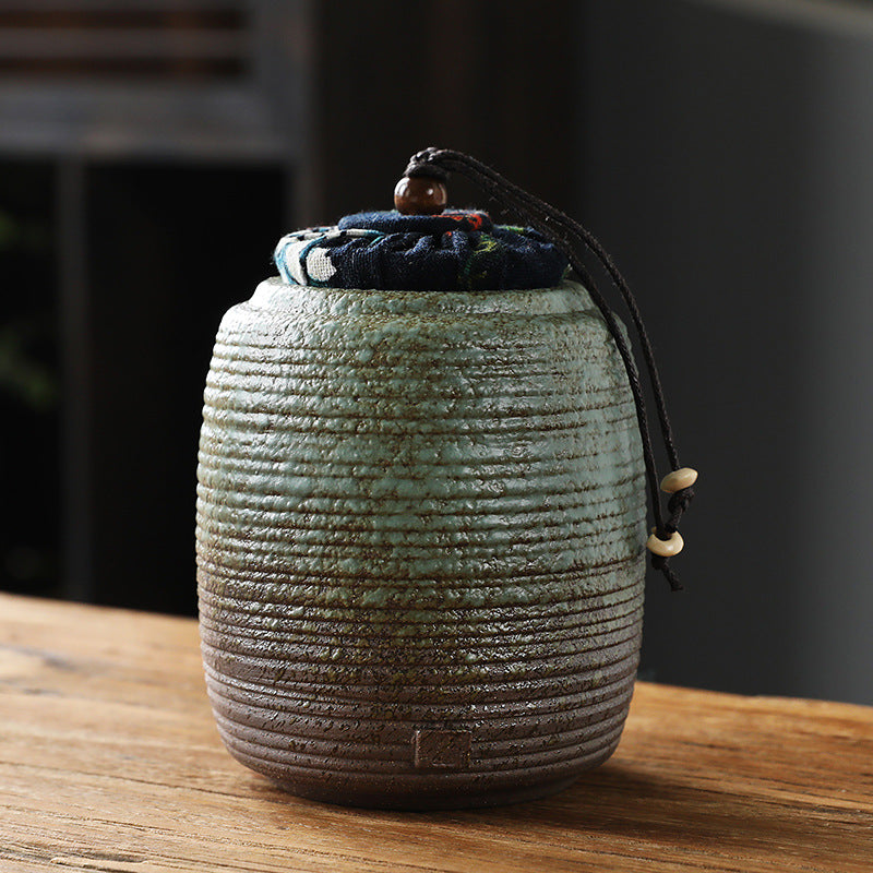 Coarse Pottery Tea Caddy Airtight Container Ceramic Puer Tea Canister