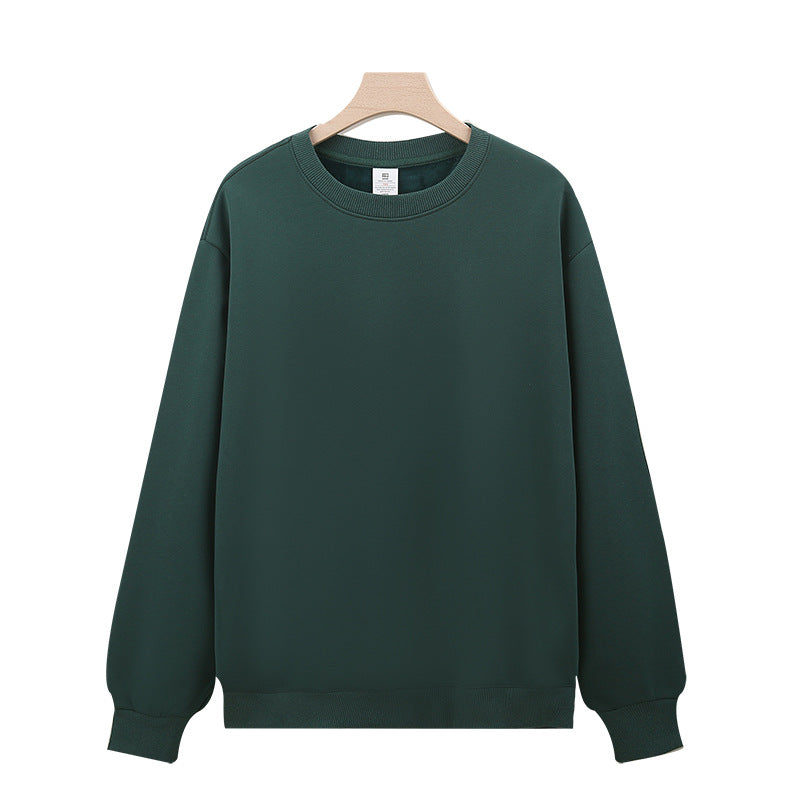 Heavy Chinese Cotton Round Neck Sweater Solid Color Korean Style Loose Casual Long Sleeves
