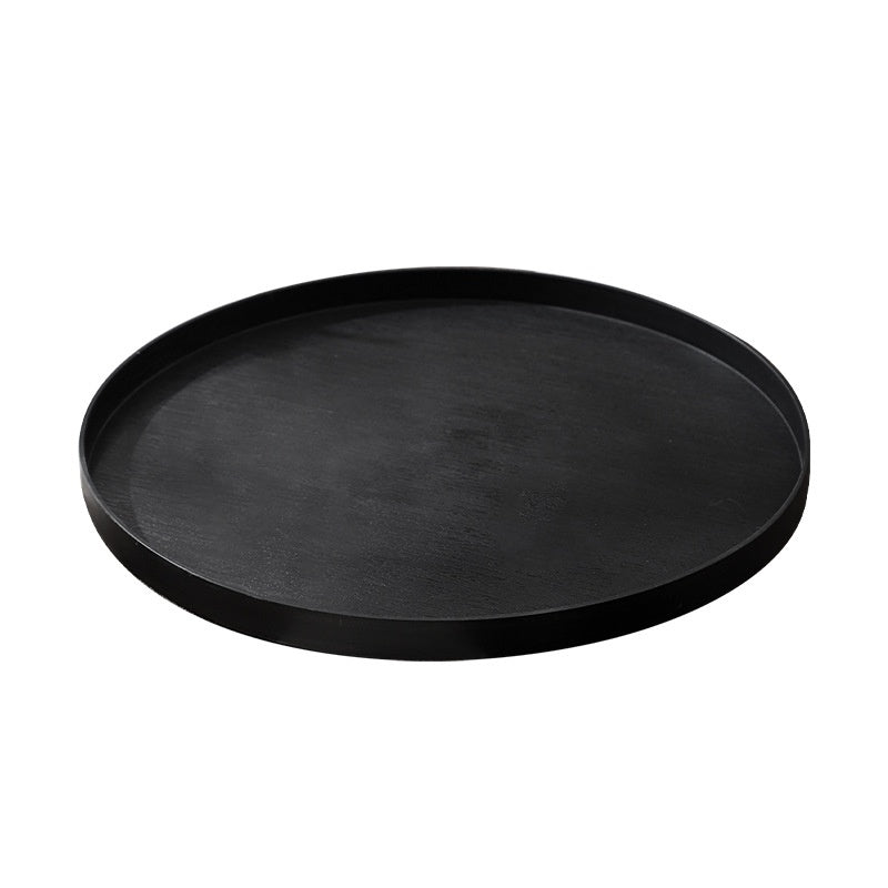 Wood-grain Pattern Round Tray Tea-serving Tray