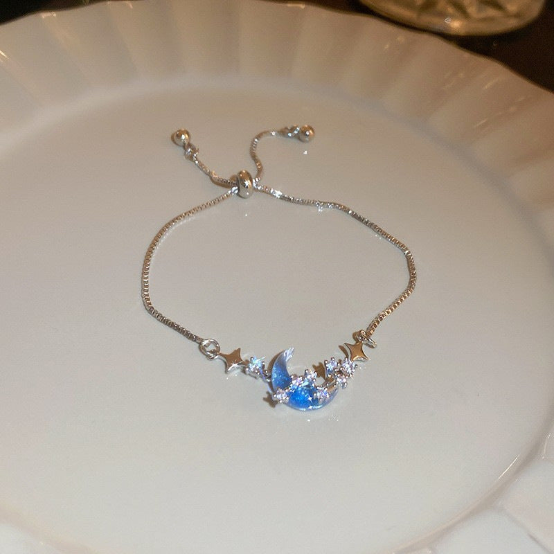 Frosted Blue Zircon Bracelet Ins Style Korean Chic  Bangle Elegant Luxury Fashion Hand Jewelry