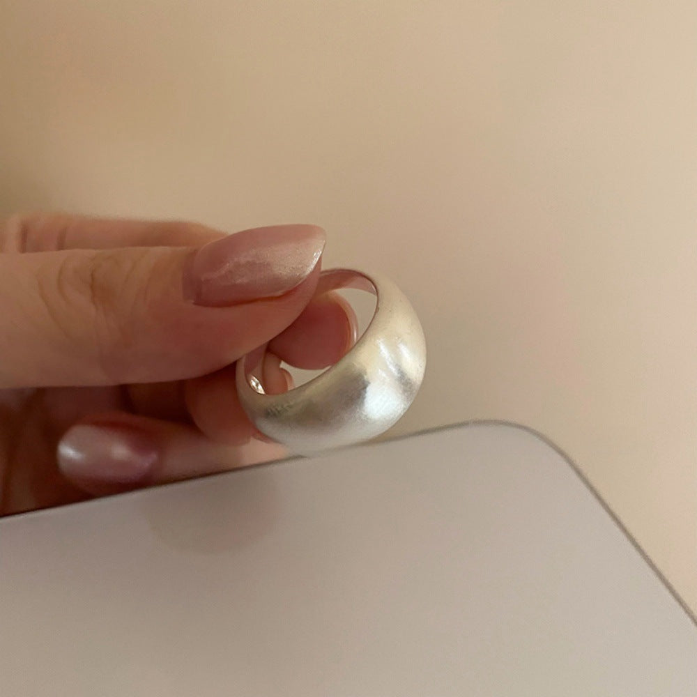 925 Sterling Silver Korean Plain Band Ring For Women, Minimalist Ins Style, Niche High-End Sense, Light Luxury Retro Design, Open Adjustable Finger Ring