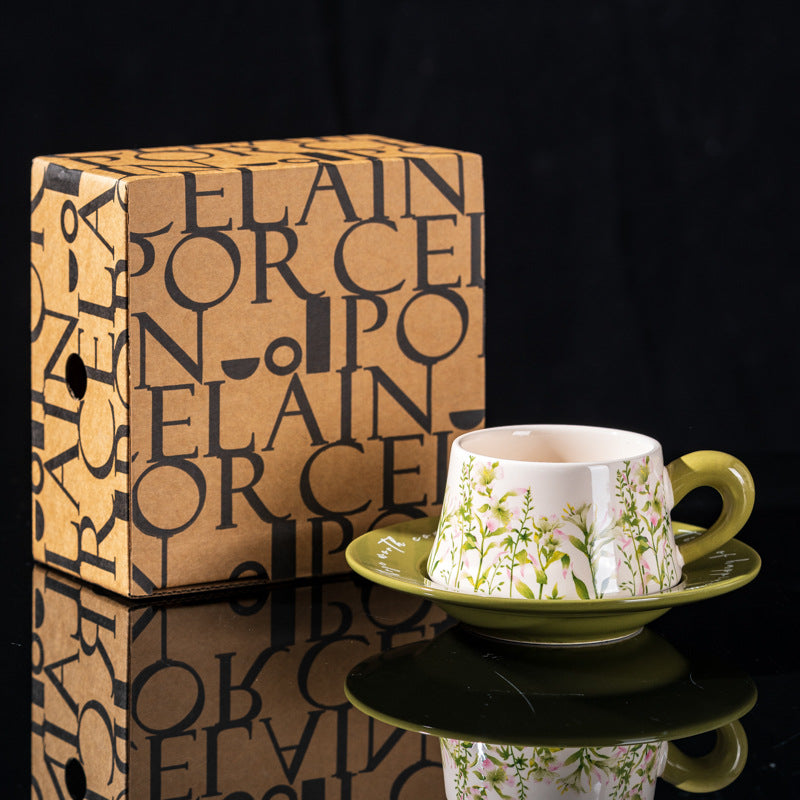 Affordable Luxury Original Iris Flower Ceramic Coffee Cup Gift Set