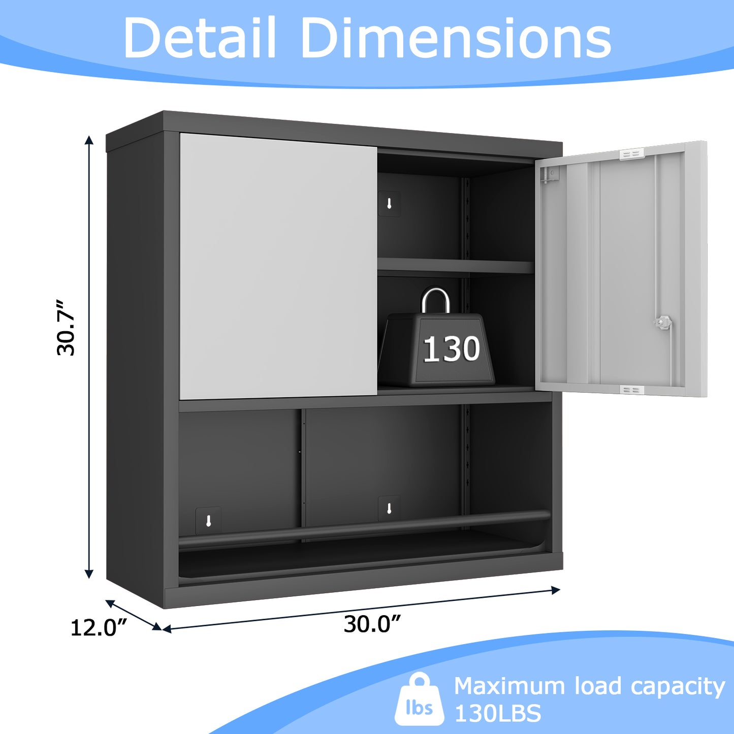 Tall Metal Storage Cabinet With 2 Doors & Adjustable Shelves, Steel Kitchen Pantry Cabinet Locker Organizer For Kitchen, Living Room, Dining Room, Home Office