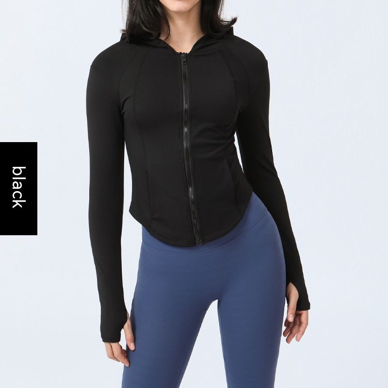 Women's Zipper Workout Slim Fit Slimming Long Sleeve Warm With Velvet Yoga Clothes Coat