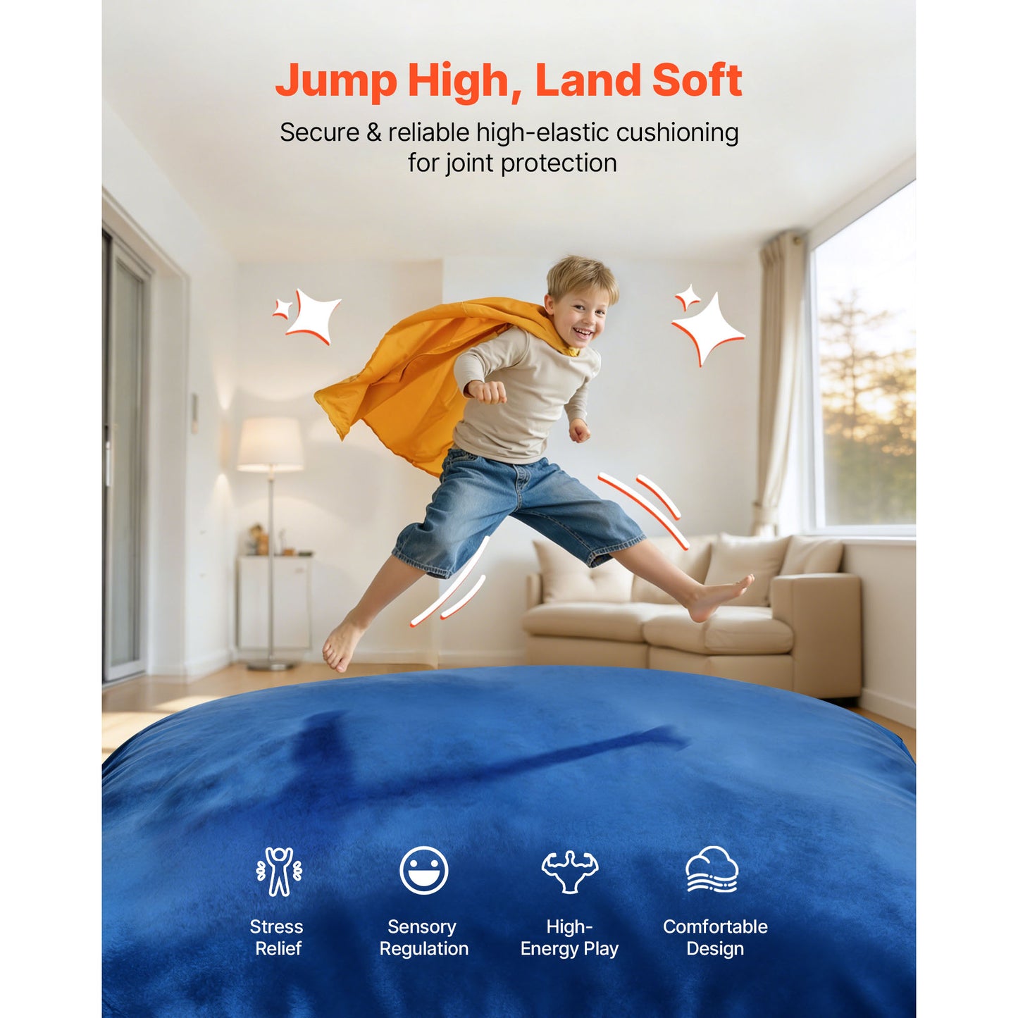 Crash Pad, 5 X 5 Ft Crash Pad For Kids Sensory With Foam Blocks And Washable Cover, Giant Pillow Mat Large Soft Foam Landing Zone, Sensory Room Equipment For Children Jumping, Relaxing & Play