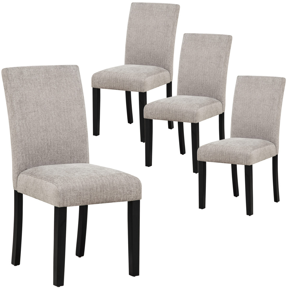 Dining Chairs Only, Wooden Dining Chairs Set of 4, Kitchen Chair with Padded Seat, Upholstered Side Chair for Dining Room, Living Room, Kitchen, Black & Grey
