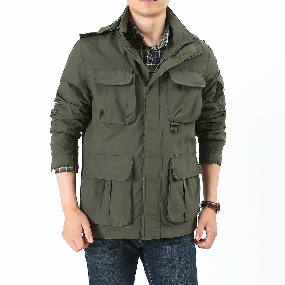 Casual Versatile Windbreaker Outdoor Hiking And Sports Hooded Loose-fit Jacket