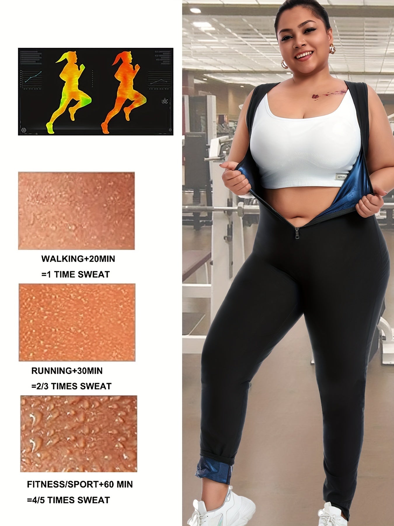 Plus Size Sauna Suit For Women Full Body Waist Trainer For Women Breathable Underarm Design High Waist Slimming Sleeveless Jumpsuit