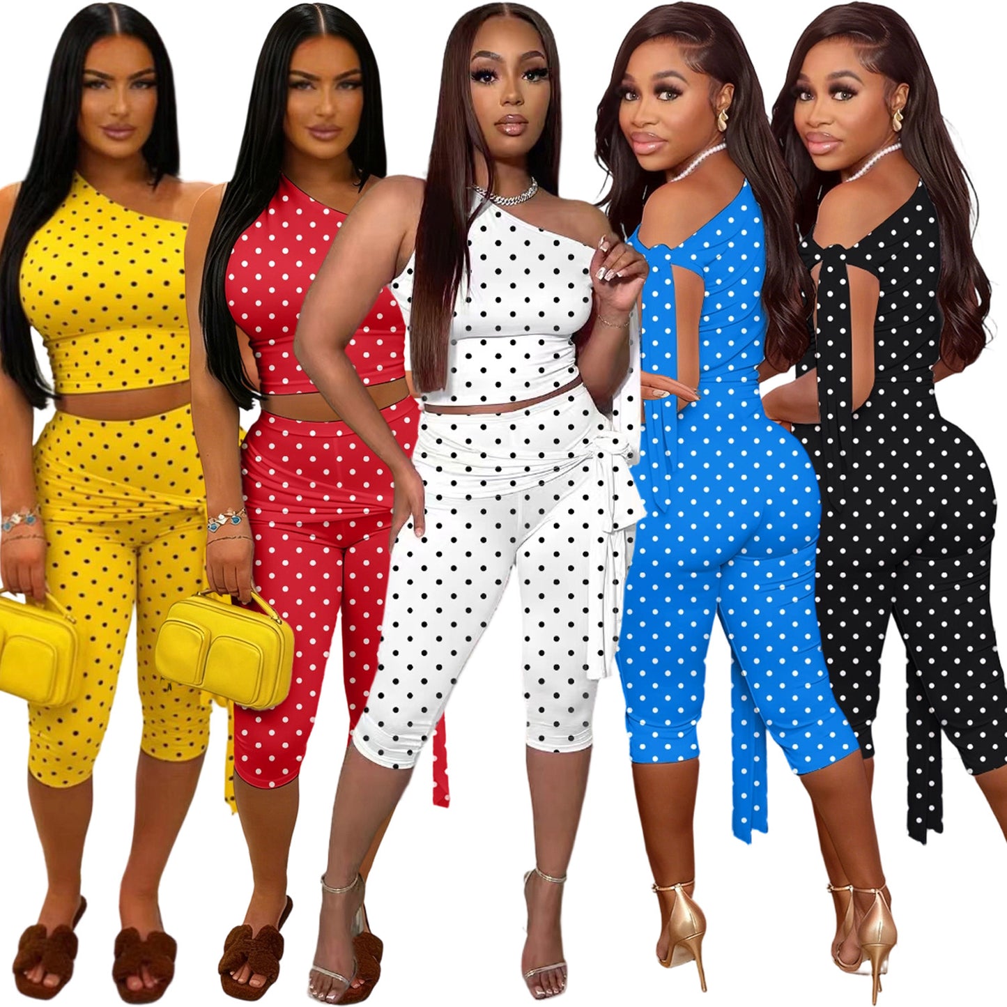 Fashion Casual Two-piece Set With A One-shoulder Strap Design