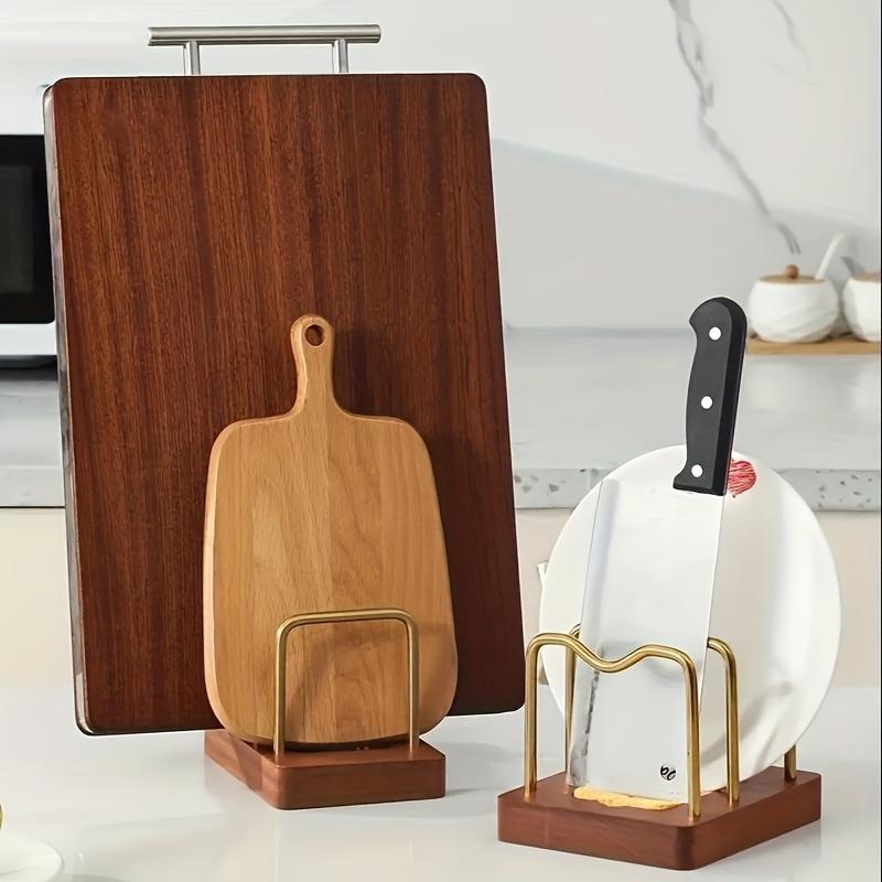 Set Of 2 Classic Solid Wood Kitchen Shelves Sturdy Top Shelf With Curved Slots Space-Saving Countertop Organizer