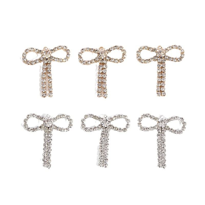 Fashion Simple Elegant Alloy Bow Shape Rhinestone Inlaid Accessories
