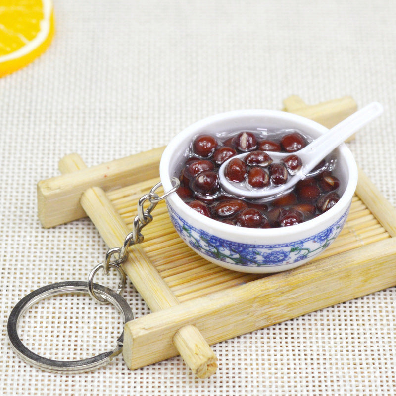 Artificial Food Pendant PVC Egg Noodle Keychain