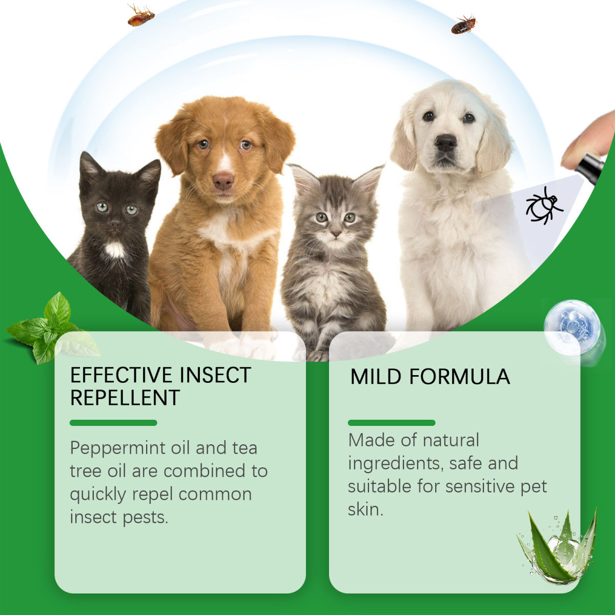 Dog Cat Hair Skin Insect Repellent Daily Gentle Cleaning Care Solution