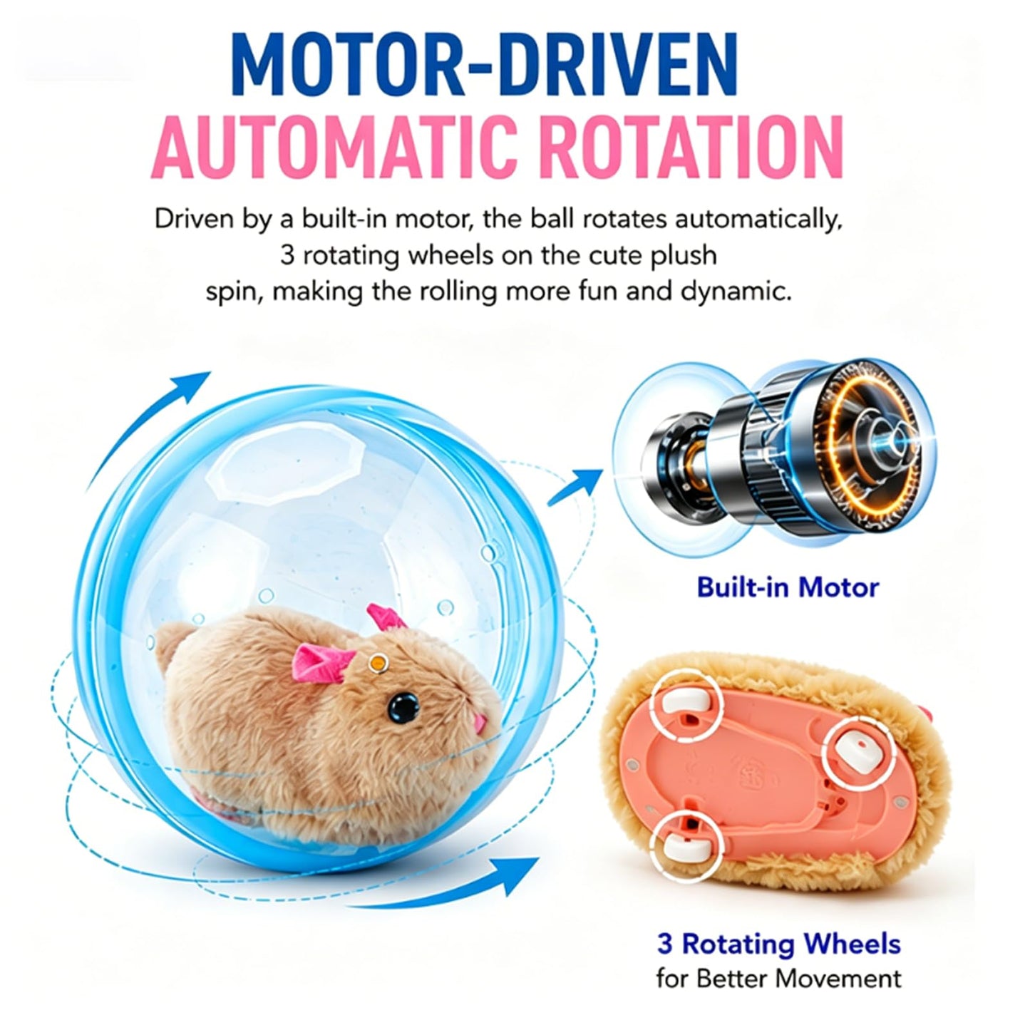 2026 New Self-Rolling Interactive Cat Ball Realistic Animal Automatic Moving Rolling Cat Ball  Rolling Spin Moving Cat Ball Indoor Interactive Pet Ball For Cats Dogs Chasing
