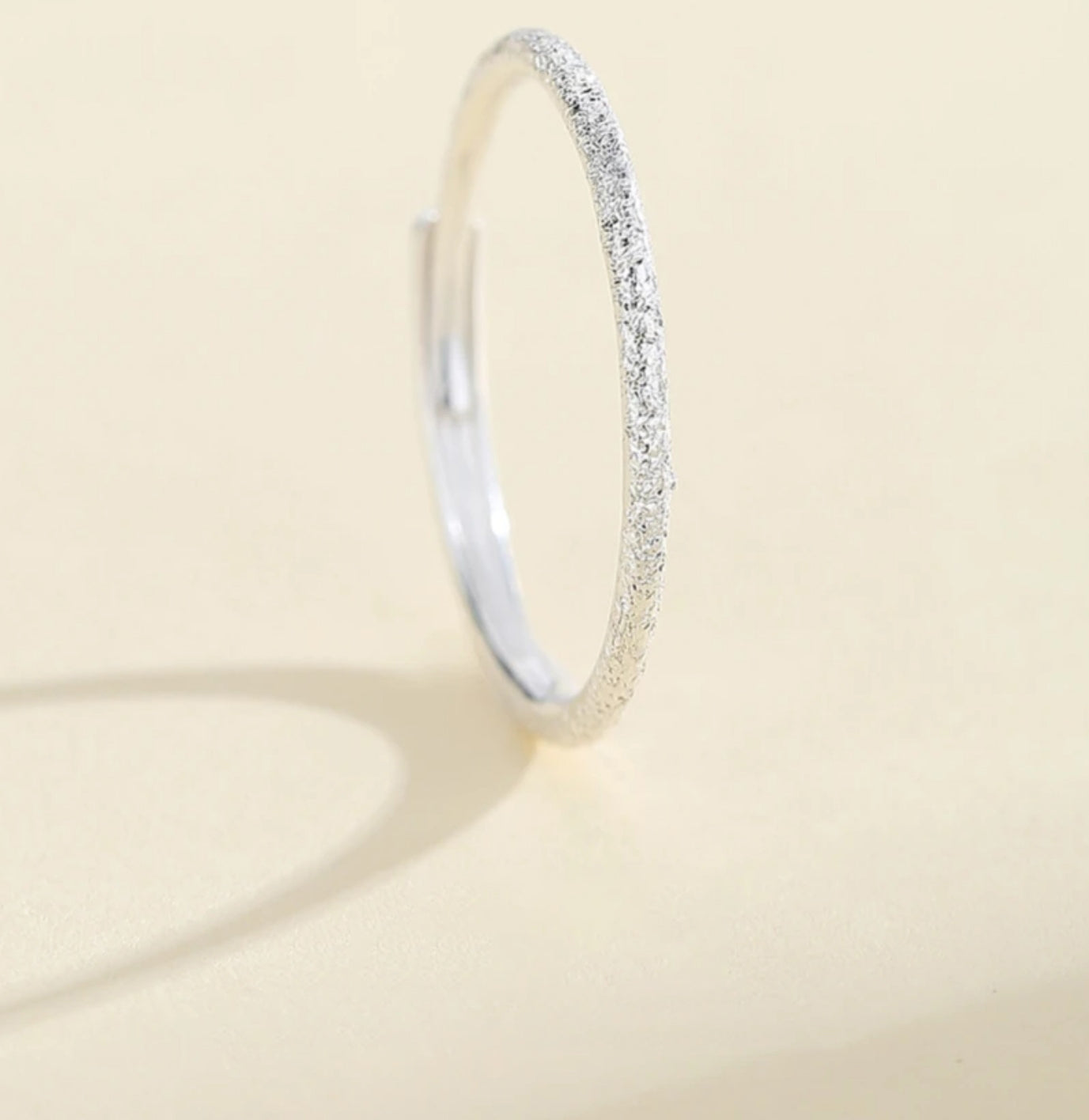 1 Pair 999 Sterling Silver Crushed Ice Textured Couple Rings, Minimalist Sparkly Style, For Daily Wear & Valentine's Gifts