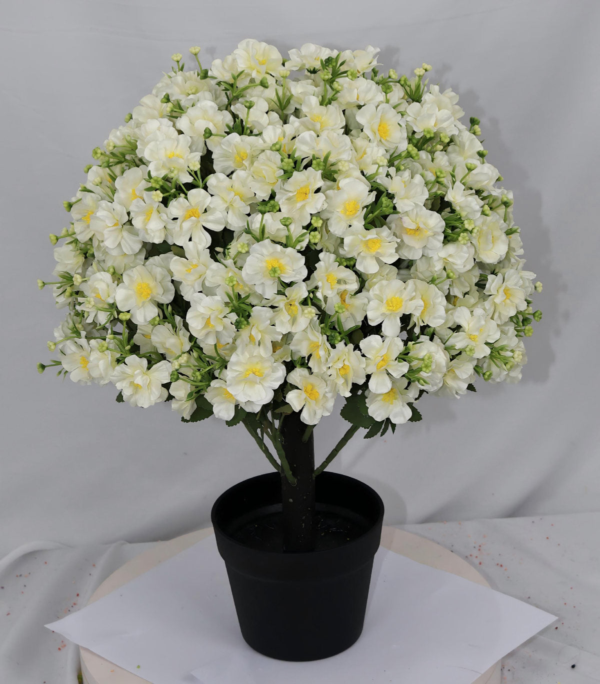 24-Inch Faux Flower Artificial Snow Lotus Potted Plant  UV-Resistant Artificial Floral Decor  Suitable for Indoor & Outdoor Spaces(White) ,2 Pots per /Set