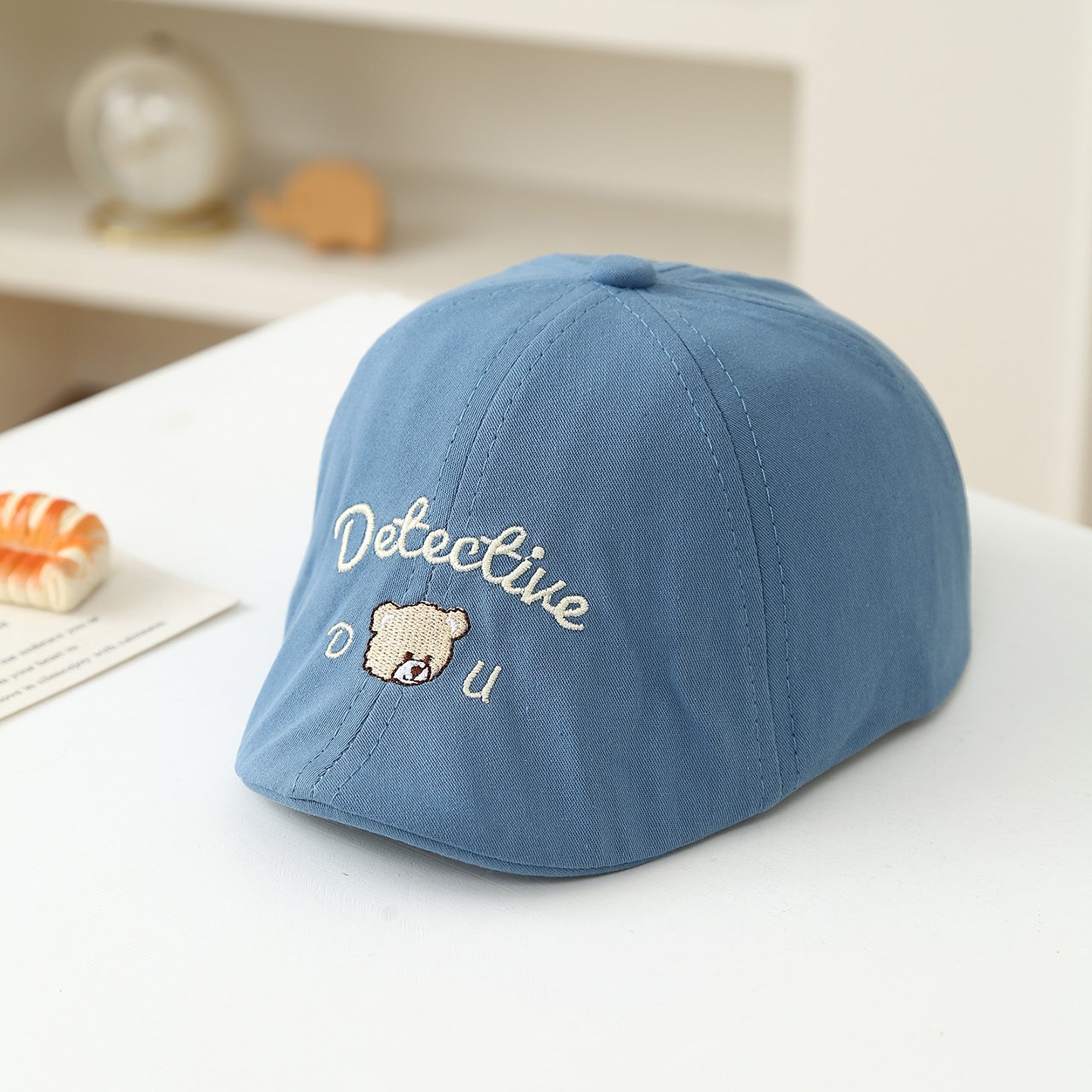 Spring And Summer Baby Outdoor Play Detective Little Bear Embroidered Children's Forward Hat Retro British Style Beret