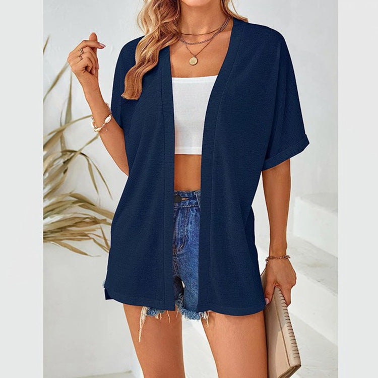 New Womens Casual Solid-color Tunic Blouse