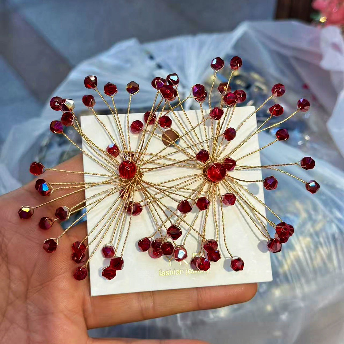 New Exquisite Korean-style Bridal Statement Crystal Earrings
