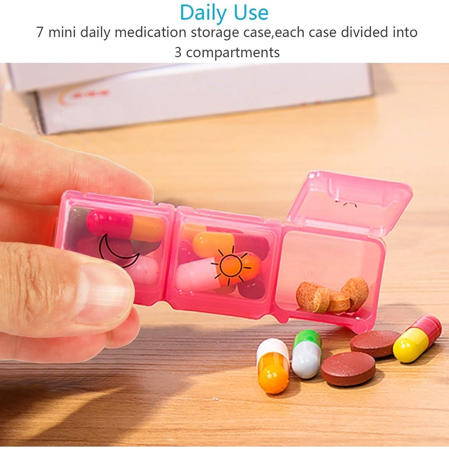 7-Day Pill Box, Pill Container With 3 Compartments Per Day For Morning, Noon, And Evening, Organizer For Vitamins And Medications-Storage Accessories Set