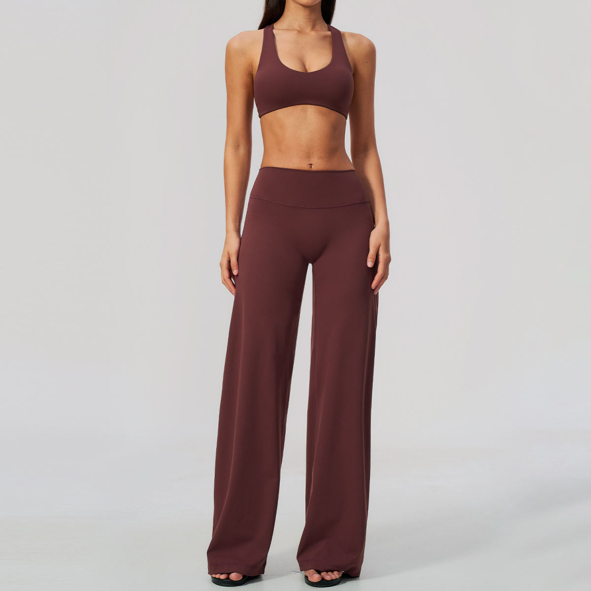 Cross-cut Hollowed-out High-waisted Peach-hint Yoga Outfit For Tummy Control