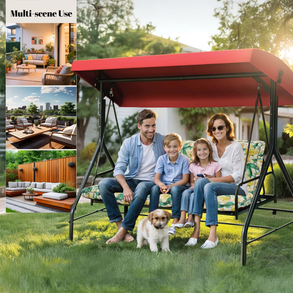 Outdoor Swing Cushions 63 Inch, Waterproof 4in Thick Porch Swing Cushion Replacement With Backrest And Ties, Comfortable 2-3 Seat Pation Swing Pad For Backyard, Garden, Lawn, Outdoor Furniture-clover