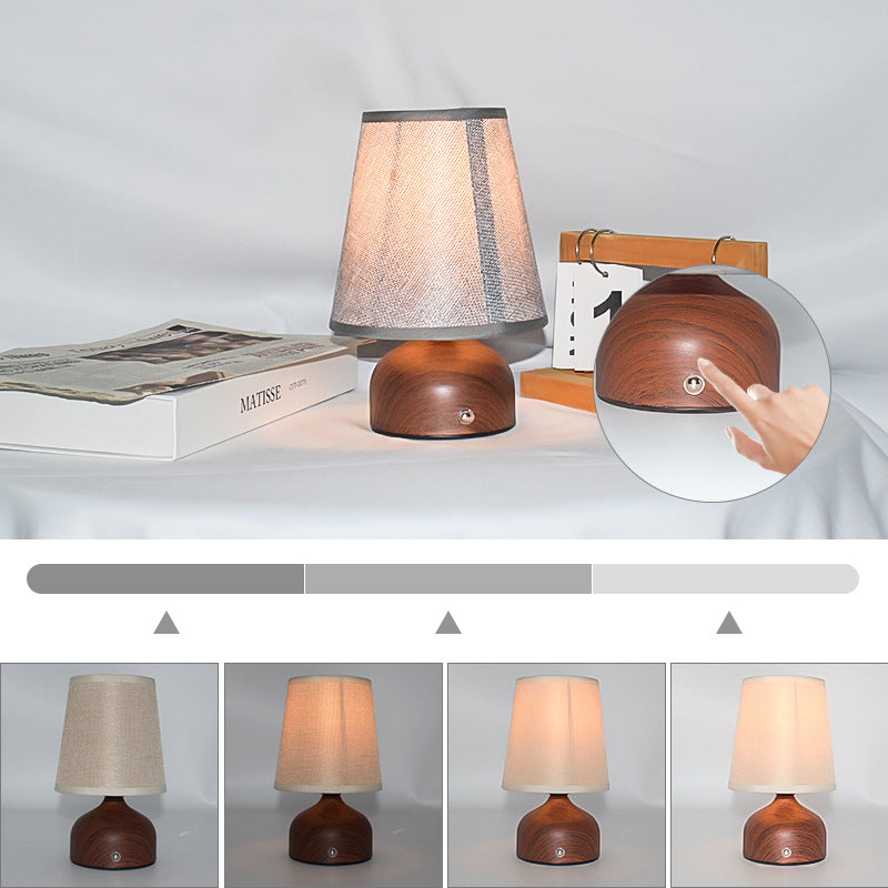 Bedside Fabric Charging Table Lamp With Built-in Battery