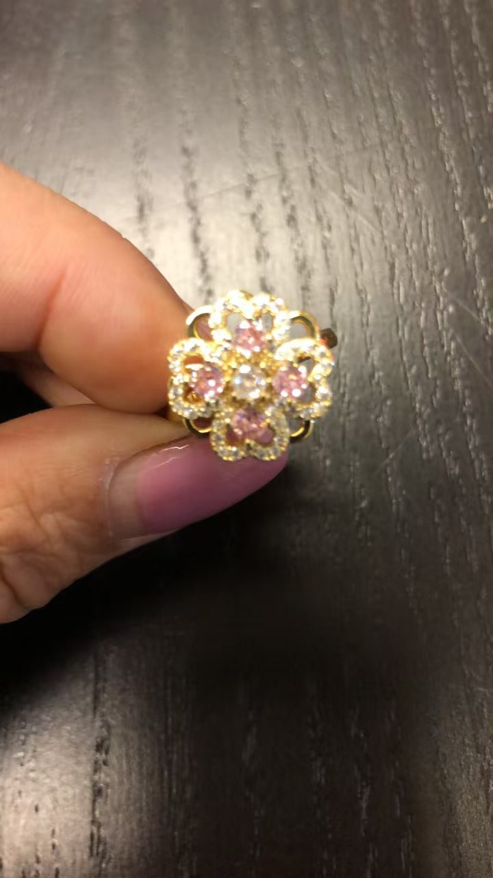 Rotate Rings For Women,Zircon Stainless Steel Open Adjustable Ring  Gift Jewelry