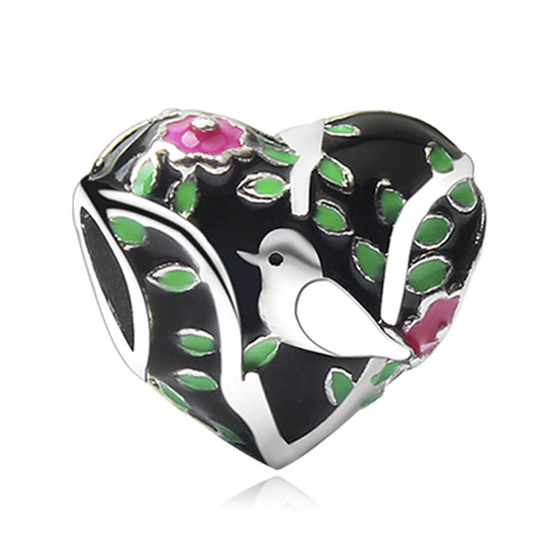 Animal-themed Colorful Heart-shaped Large-hole Beads For DIY Bracelet Accessories
