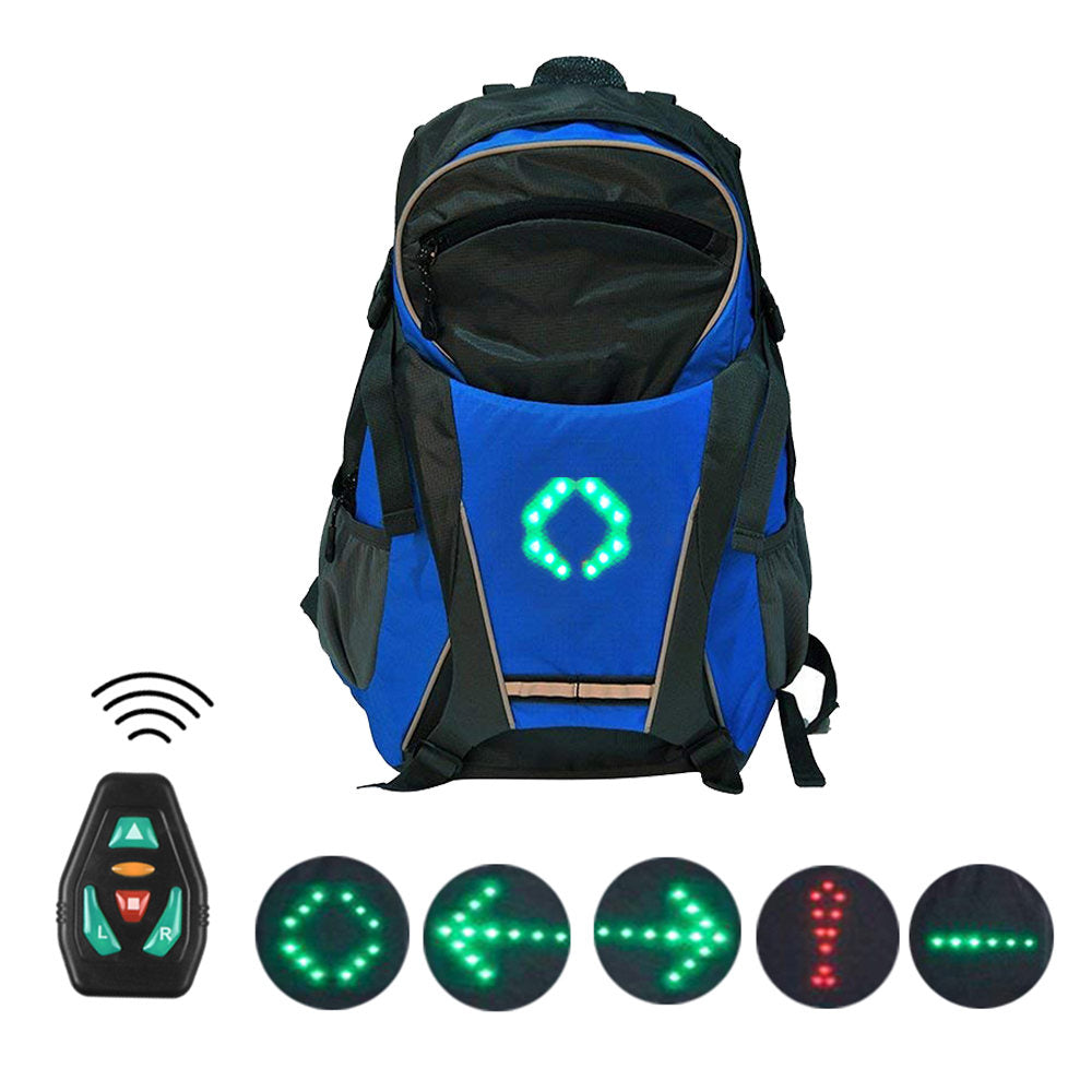 LED Cycling Backpack With Turn Signal Lights, Featuring Wireless Remote Control Smart LED Lights, USB Rechargeable For Extended Use, Multiple Compartments, And Ergonomically Designed Shoulder Straps
